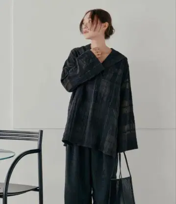 Hella 시어 체크 블라우스 SHEER CHECK BLOUSE