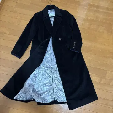 POU DOU DOU 블랙 롱 코트 M 안감 부착 맥시 길이