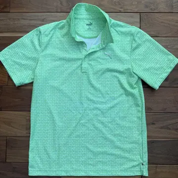 PUMA 남성용 골프웨어 라이트 그린 피케 셔츠 XL