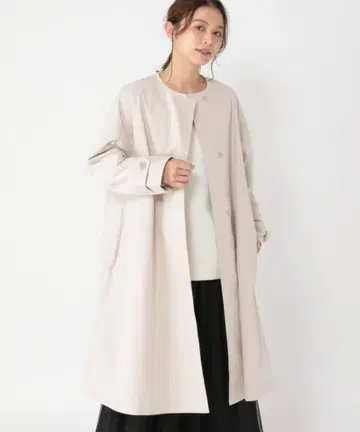 스튜디오 클립 워셔블 노카라 플레어 롱 코트