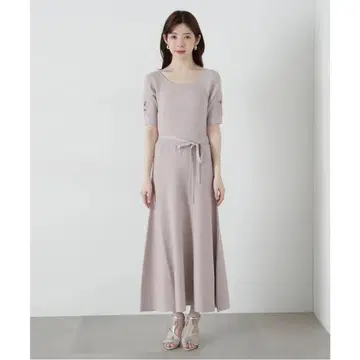 더스티 핑크 니트 원피스 반팔