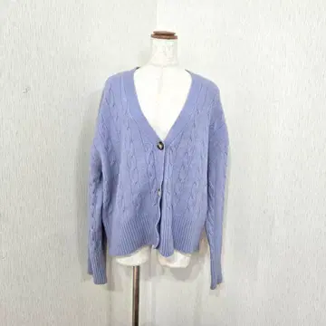 ZARA 케이블 니트 가디건 라벤더 (L) 루즈핏 캐주얼 귀여움