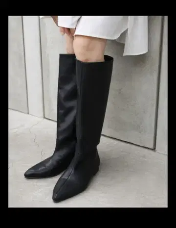 블랙 인조 가죽 롱 부츠 셀렉트 모카