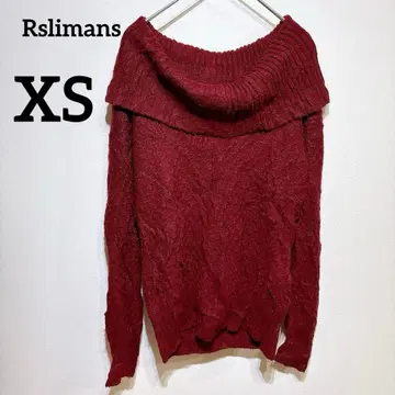 Rslimans [ XS ] 버건디 오프숄더 스웨터 니트 긴팔