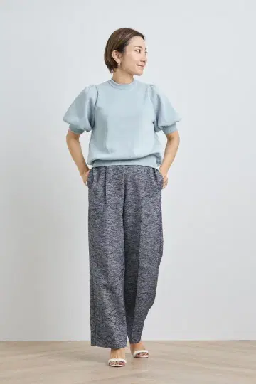 새상품 Yori 23SS 코튼 퍼프 슬리브 니트 반팔 민트