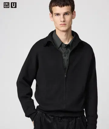더블 페이스 풀 지퍼 자켓 BLACK UNIQLOU