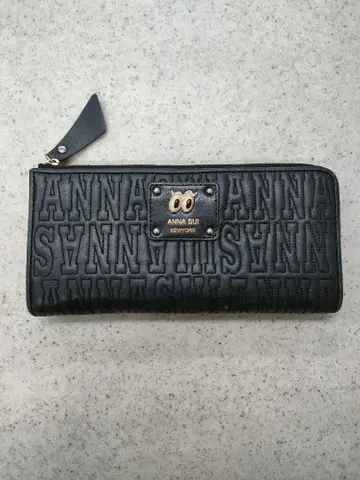 안나수이 블랙 L자 지퍼 장지갑