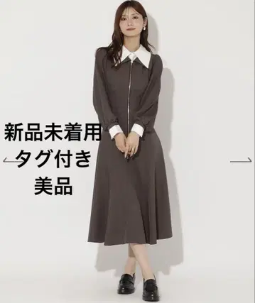 앙데팡당 레이어드 옷깃 프론트 ZIP 원피스