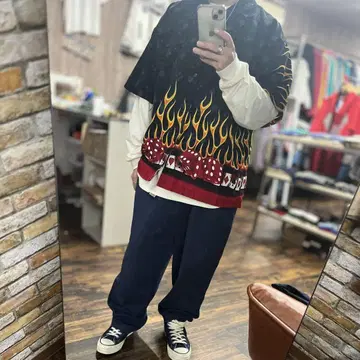 DOCKERS 90s 구제 의류 아메카지 2턱 네이비 와이드 치노 팬츠