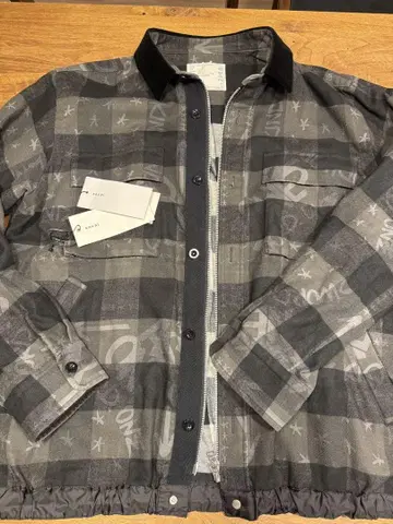 23SS sacai 에릭 헤이즈 버팔로 체크 긴팔 셔츠 남성용 1