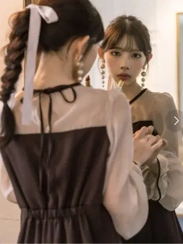 포멀 대응 뒤 리본 도킹 원피스