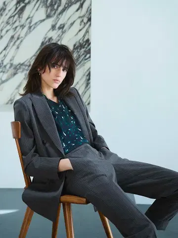 heory luxe 프린트 블라우스 그린
