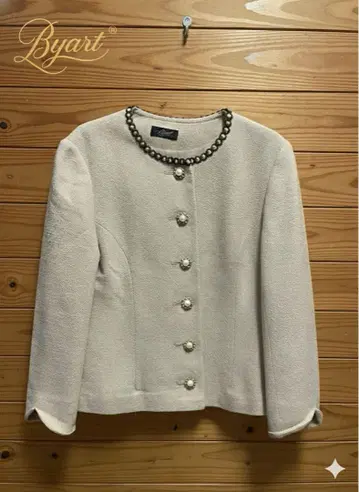 Byart 노카라 자켓 펄 버튼 포함 일본제 고급 베이지