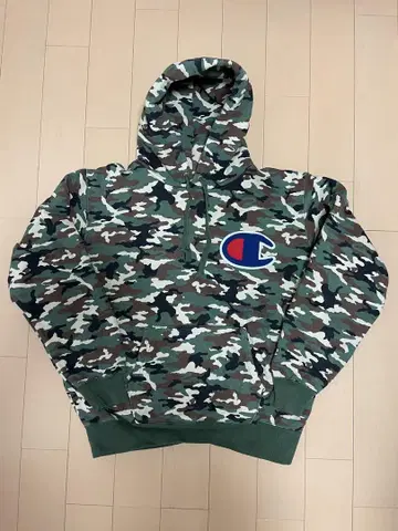 챔피온 카모 패턴 빅 로고 후드티 XL