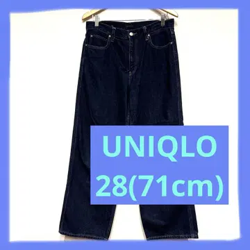 여성용 UNIQLO 다크 블루 데님 와이드 팬츠 28(71cm)