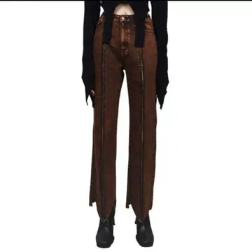 새상품급 VIAVANDA V-Cut Denim Pants 오렌지