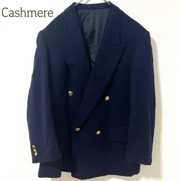 100% 캐시미어 테일러드 자켓 네이비 골드 버튼 M 루즈핏