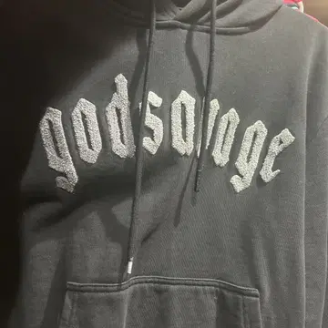 godsainge 블랙 후드티 프론트 포켓 부착