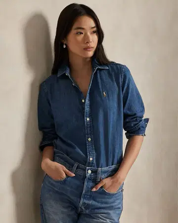랄프 로렌 슬림 핏 데님 셔츠