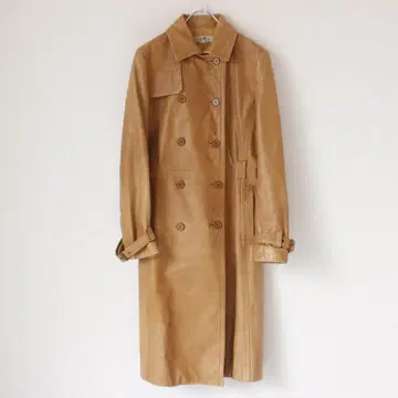 23구 소가죽 레더 트렌치코트 M 사이즈 라이트 브라운 롱