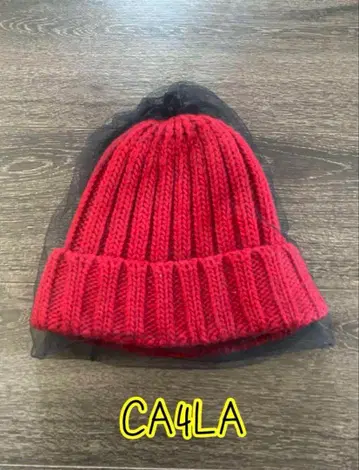 블랙 튤 니트 빨간색 카시라