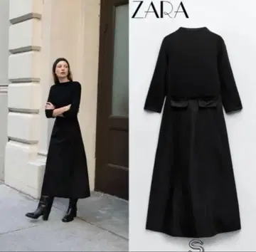 ZARA 블랙 롱 원피스 7부 소매