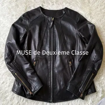 MUSE de Deuxieme Classe 노카라 가죽 자켓 블랙