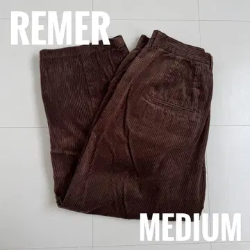 [ REMER ] 루즈 와이드 테이퍼드 코듀로이 팬츠 M 브라운