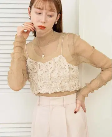 hinari 플라워컷 자카드 뷔스티에 아이보리