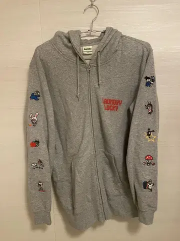 LAUNDRY LUCKY 자수 캐릭터 후드티 그레이