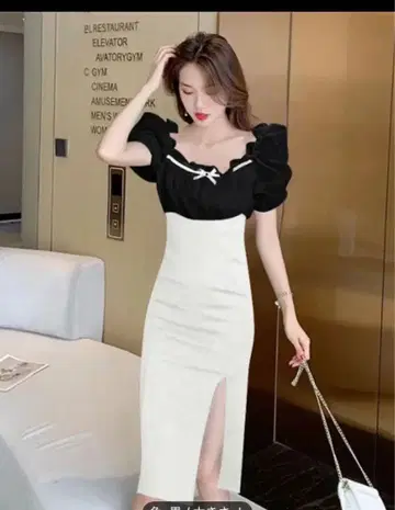 새상품 오프숄더 프릴 소매 롱 드레스