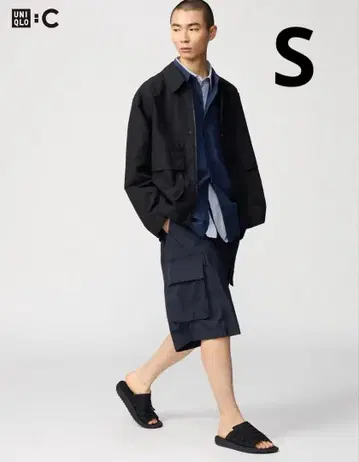 UNIQLO:C 와이드 핏 카고 하프 팬츠 네이비 S 미사용 새상품