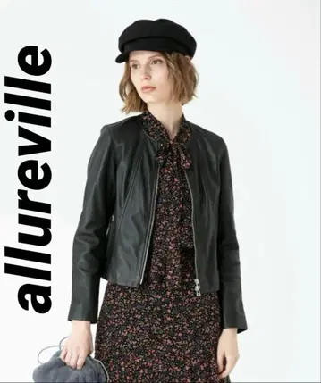 [ 새상품급 ] allureville 라이더 가죽 자켓 램 가죽 블랙