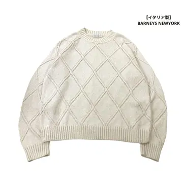 BARNEYS NEWYORK 코튼 니트 스웨터 아가일 L 상당