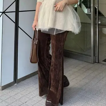 브라운 벨로아 튤 팬츠 카스타네