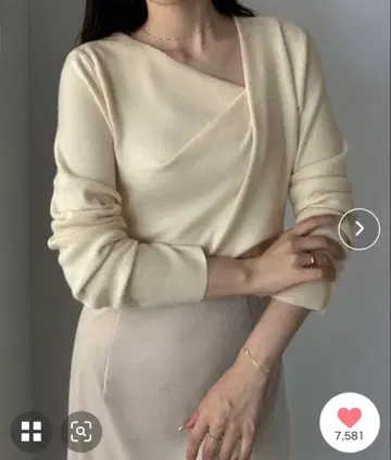 드레이프 아지메 넥 니트탑 루엘르 louere