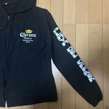 Corona 후드티 풀 지퍼 블랙