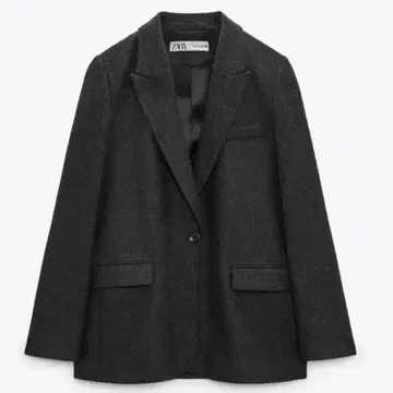 ZARA 스트레이트 울 블렌드 자켓 차콜