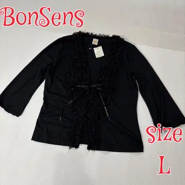 미사용 BonSens 프릴 가디건 상의 블랙 L