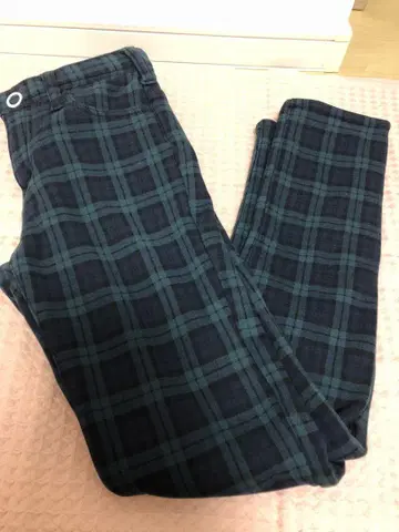 테이퍼드 체크 팬츠 S
