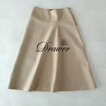 Drawer 종아리 기장 스커트 멜톤 원단 울 플레어 롱 베이지