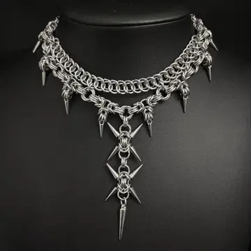 [ chainmail ] spike necklace grunge punk