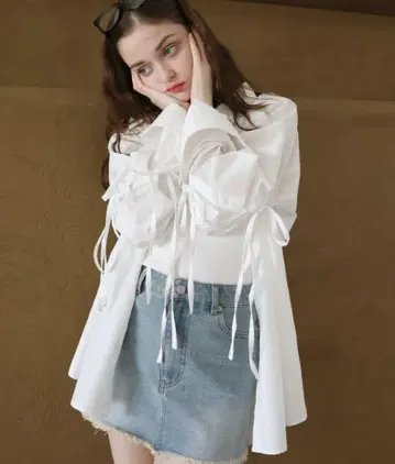 Mili affinity 브로드 리본 오버 사이즈 블라우스 셔츠