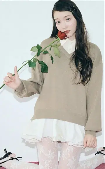 완판템 LILY BROWN 셔츠 도킹 프릴 미니 원피스