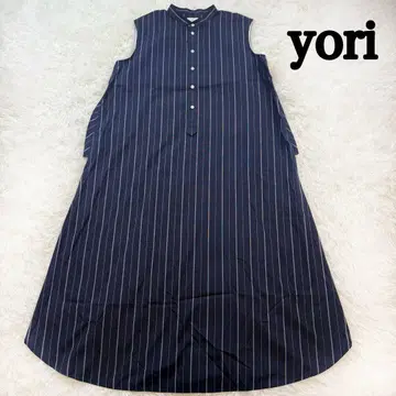 [ 새상품급 ] yori 일본제 백 드레이프 셔츠 원피스 스트라이프