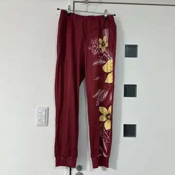 미사용 꽃무늬 팬츠 저지 플라워 프린트 레깅스 넉넉한 허리밴딩