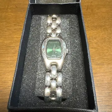 쿼츠 손목시계 실버 그린 다이얼