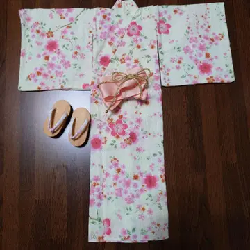 일본풍 드레스 꽃무늬 오비와 일본 나막신 포함