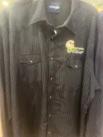 Wrangler 블랙 스트라이프 긴팔 셔츠