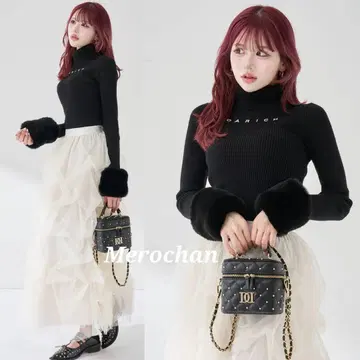 다리치 스무스 퍼 리브 니트탑 BLK